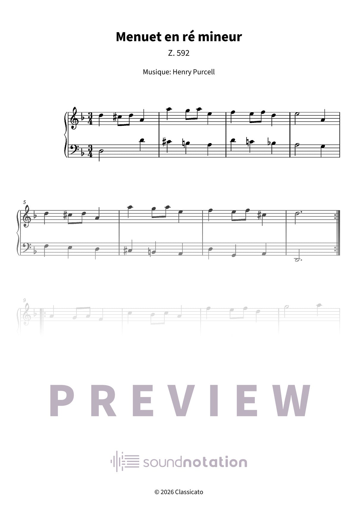 Menuet en ré mineur - Preview Page 1