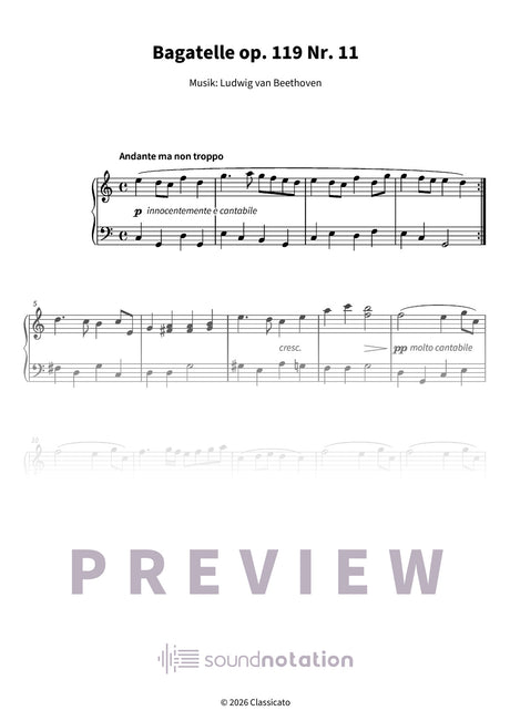 Bagatelle op. 119 Nr. 11 - Preview Page 1