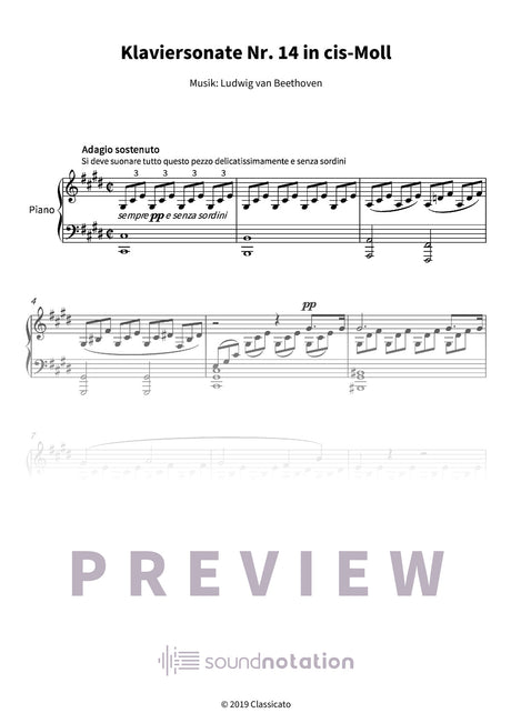 Klaviersonate Nr. 14 in cis-Moll - Preview Page 1