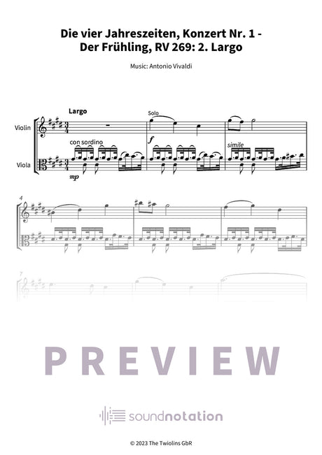 Die vier Jahreszeiten, Konzert Nr. 1 - Der Frühling - Preview Page 1