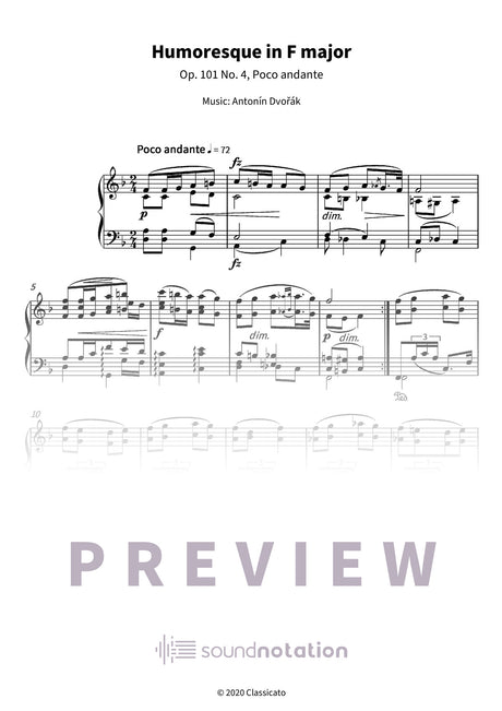 Humoresque in F major - Preview Page 1