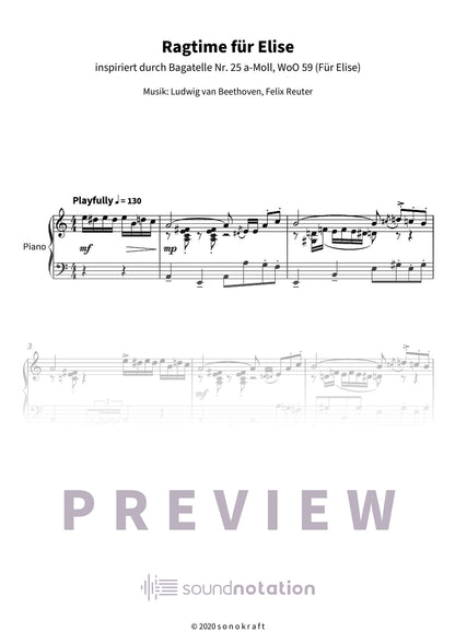 Ragtime für Elise - Preview Page 1