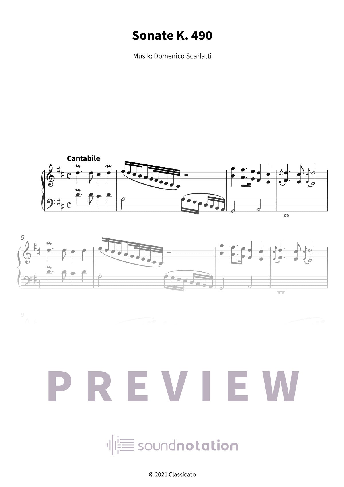 Sonate K. 490 - Preview Page 1
