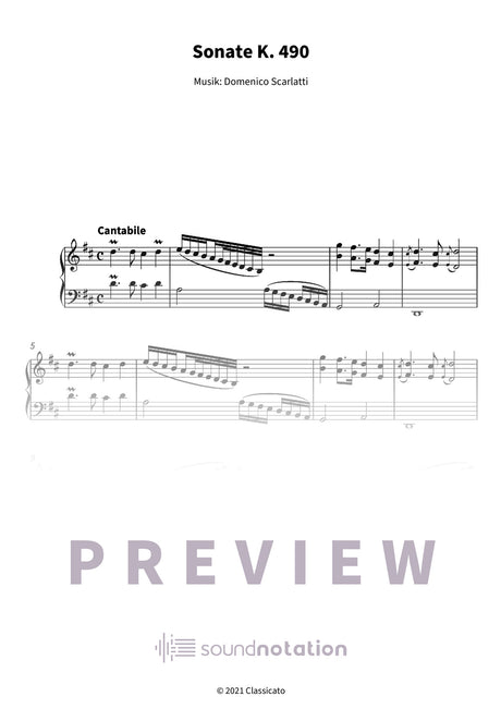 Sonate K. 490 - Preview Page 1