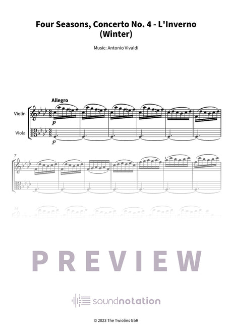 Four Seasons, Concerto No. 4 - L'Inverno (Winter) - Preview Page 1