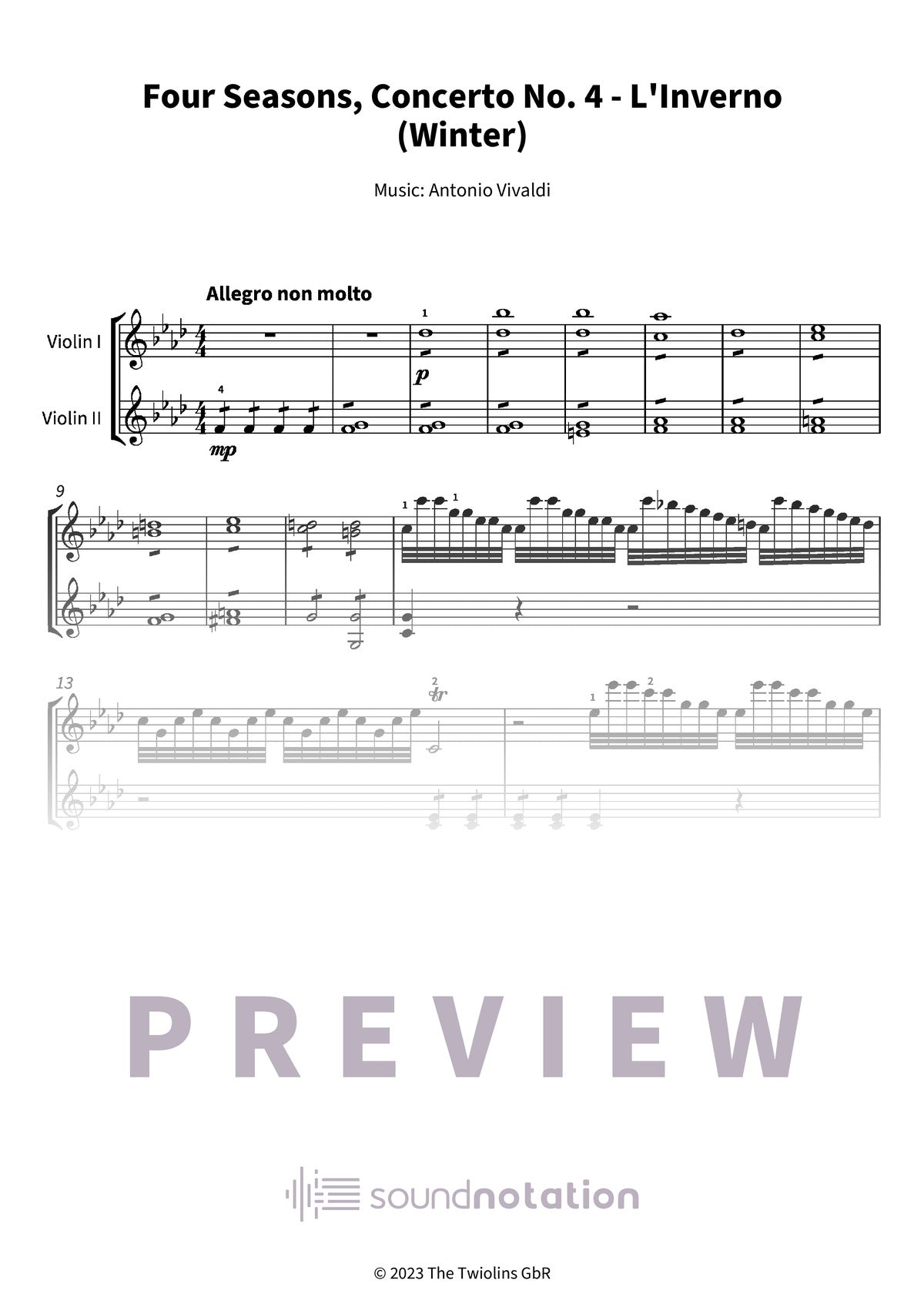 Four Seasons, Concerto No. 4 - L'Inverno (Winter) - Preview Page 1