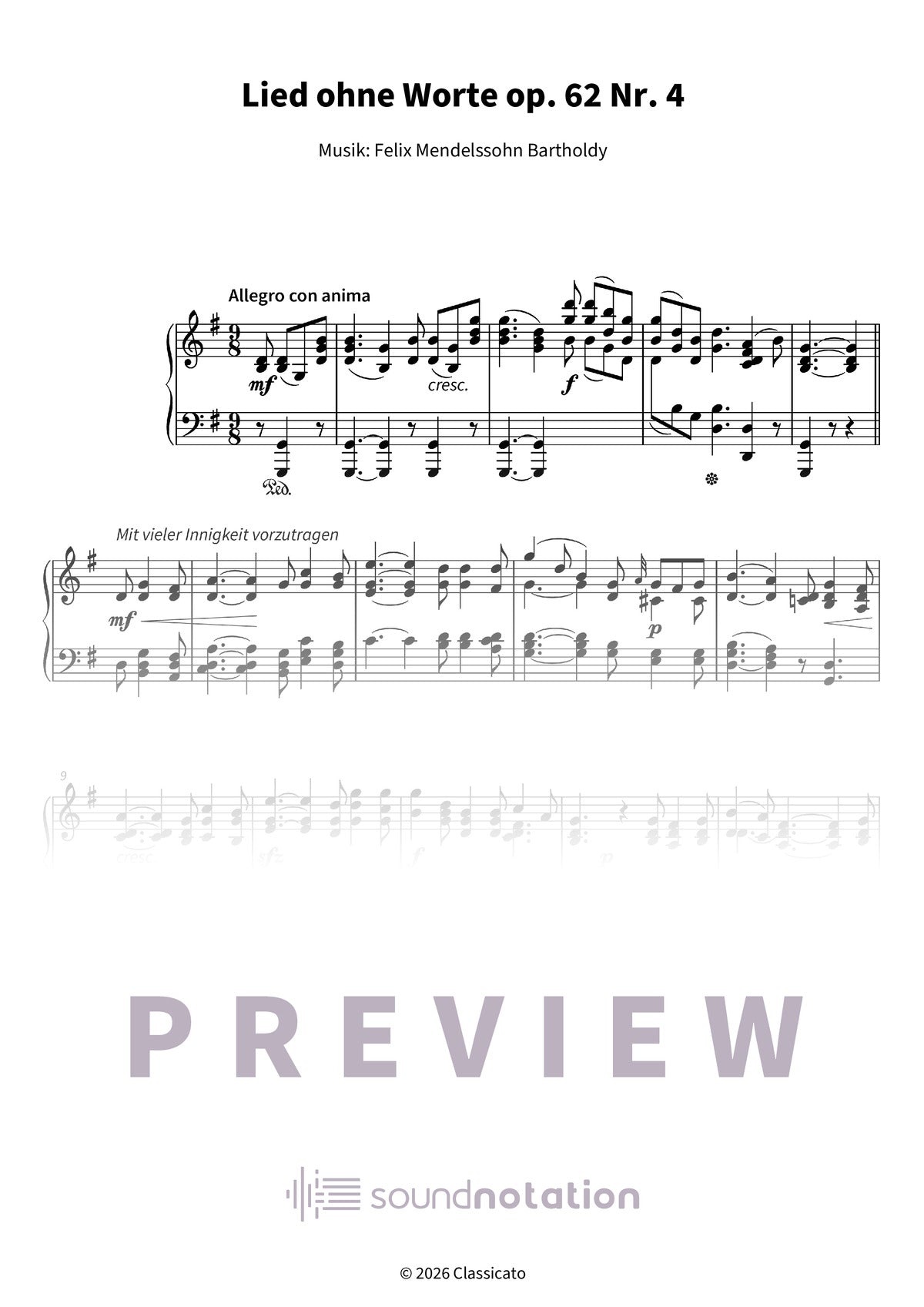 Lied ohne Worte op. 62 Nr. 4 - Preview Page 1