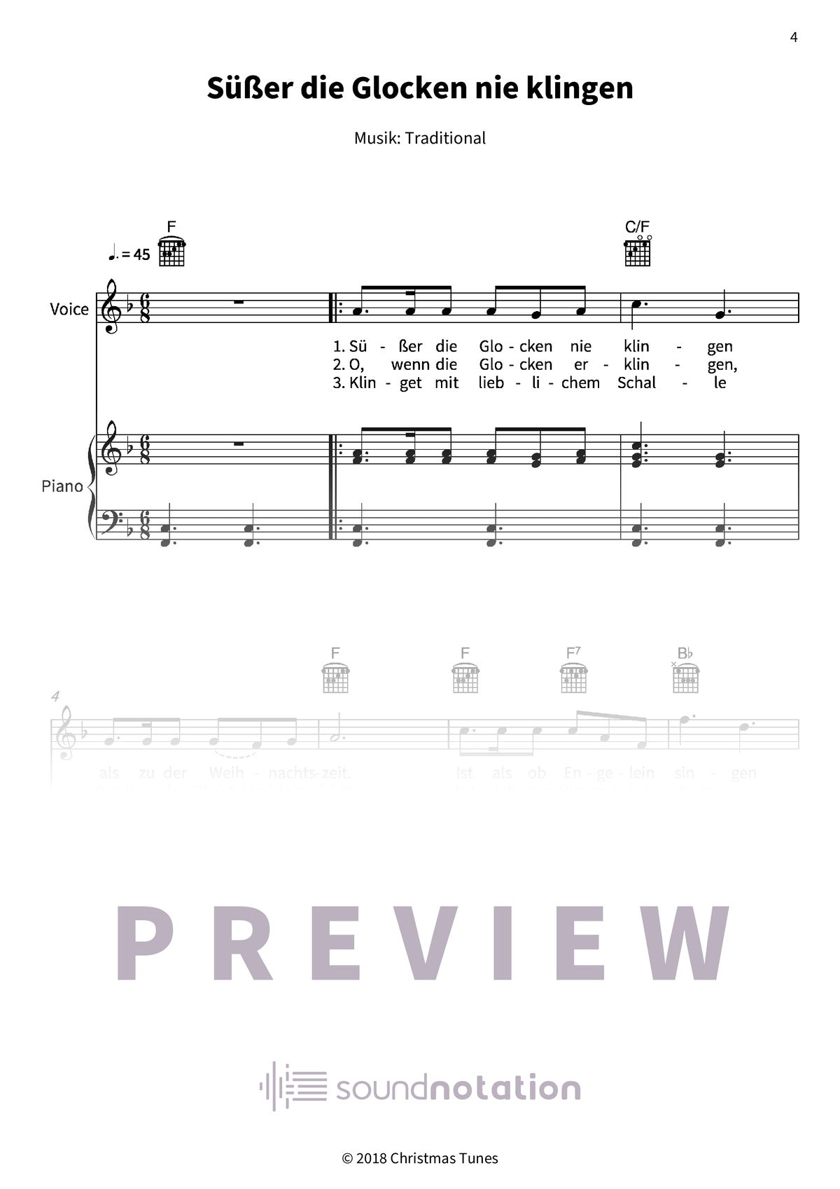 Harmonische Weihnachten mit Gesang und Begleitung - Preview Page 1