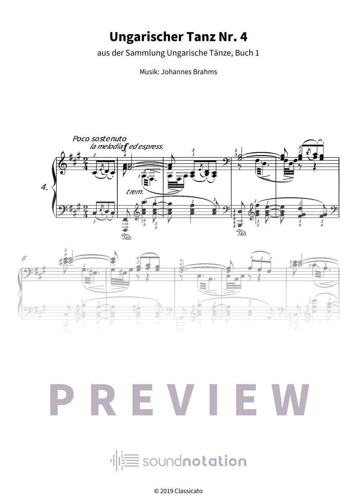 Ungarischer Tanz Nr. 4 - Preview Page 1