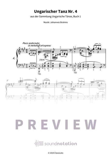 Ungarischer Tanz Nr. 4 - Preview Page 1