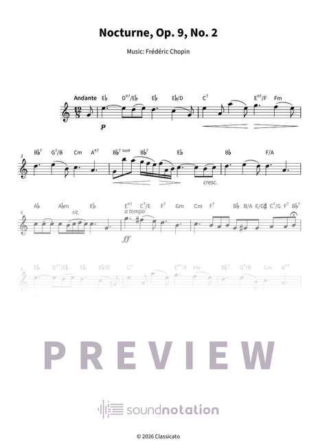Nocturne, Op. 9, No. 2 - Preview Page 1