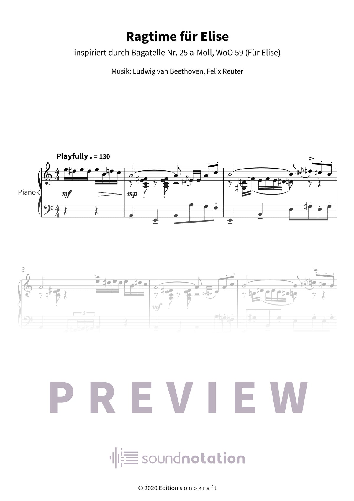 Ragtime für Elise - Preview Page 1