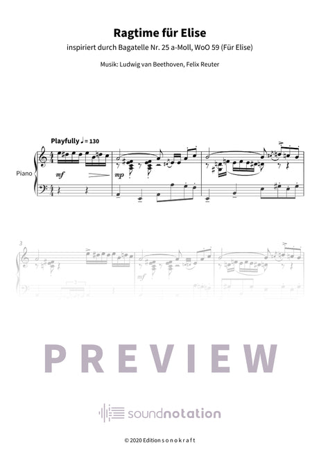 Ragtime für Elise - Preview Page 1