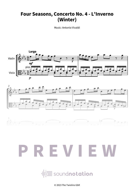 Four Seasons, Concerto No. 4 - L'Inverno (Winter) - Preview Page 1