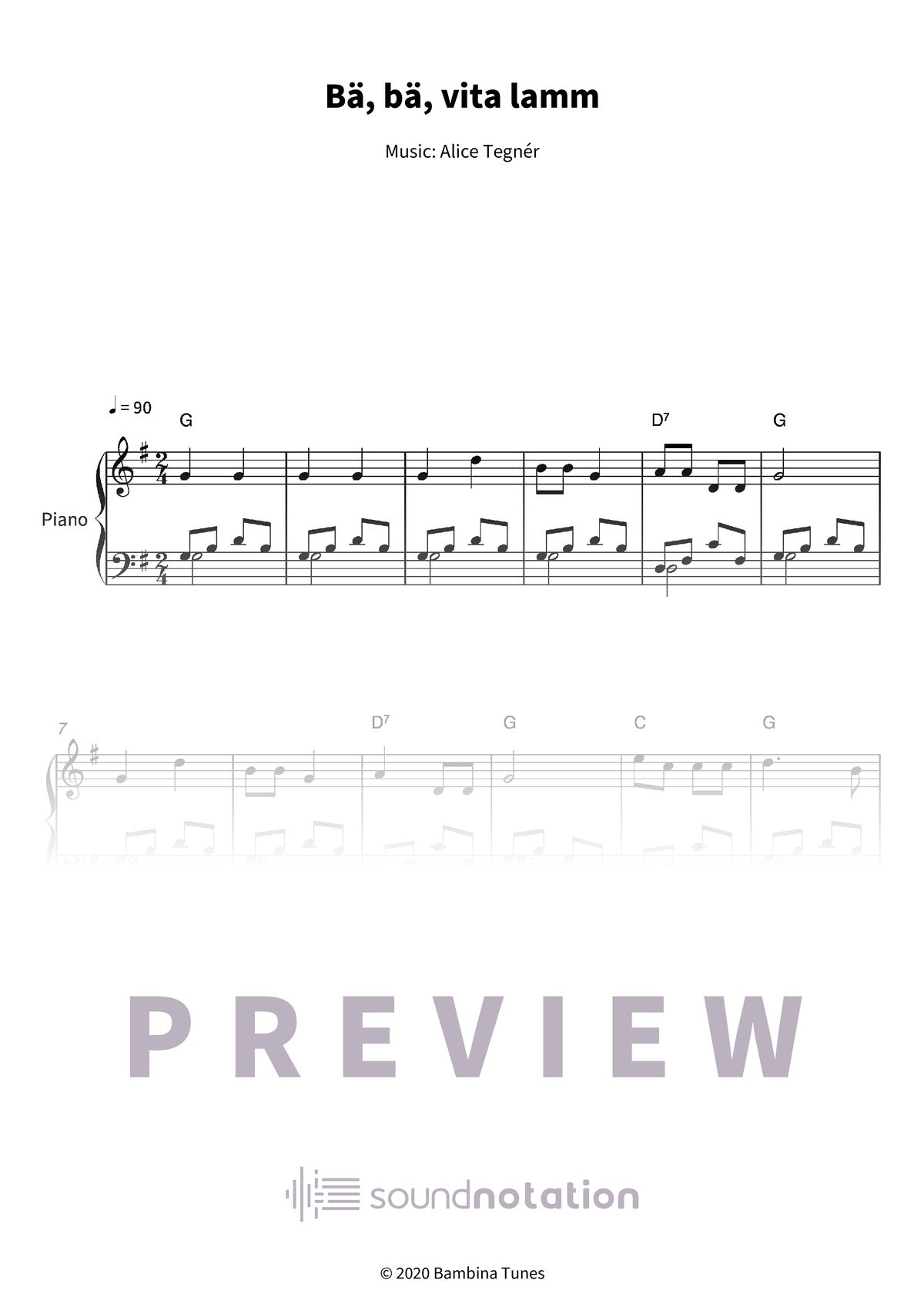 Bä, bä, vita lamm - Preview Page 1