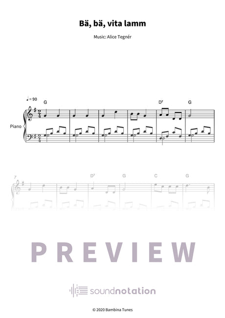 Bä, bä, vita lamm - Preview Page 1