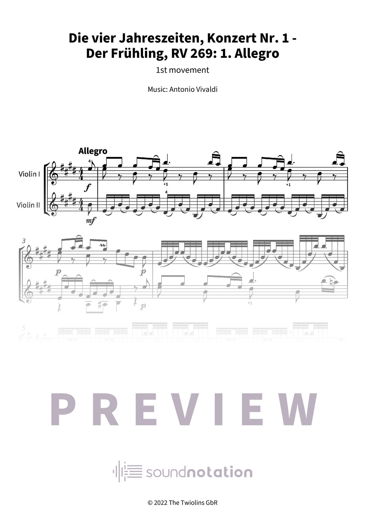 Die vier Jahreszeiten, Konzert Nr. 1 - Der Frühling - Preview Page 1
