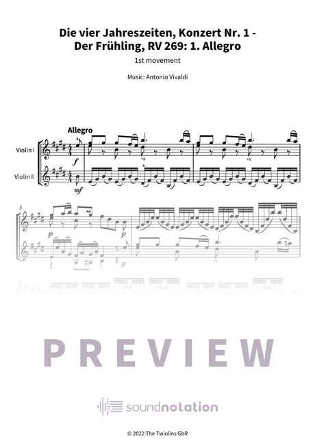 Die vier Jahreszeiten, Konzert Nr. 1 - Der Frühling - Preview Page 1