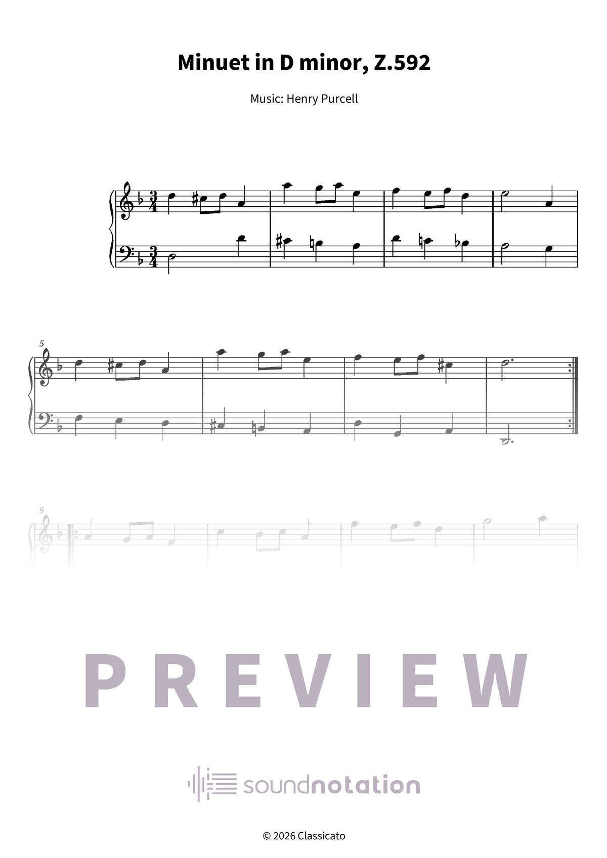 Minuet in D minor - Preview Page 1
