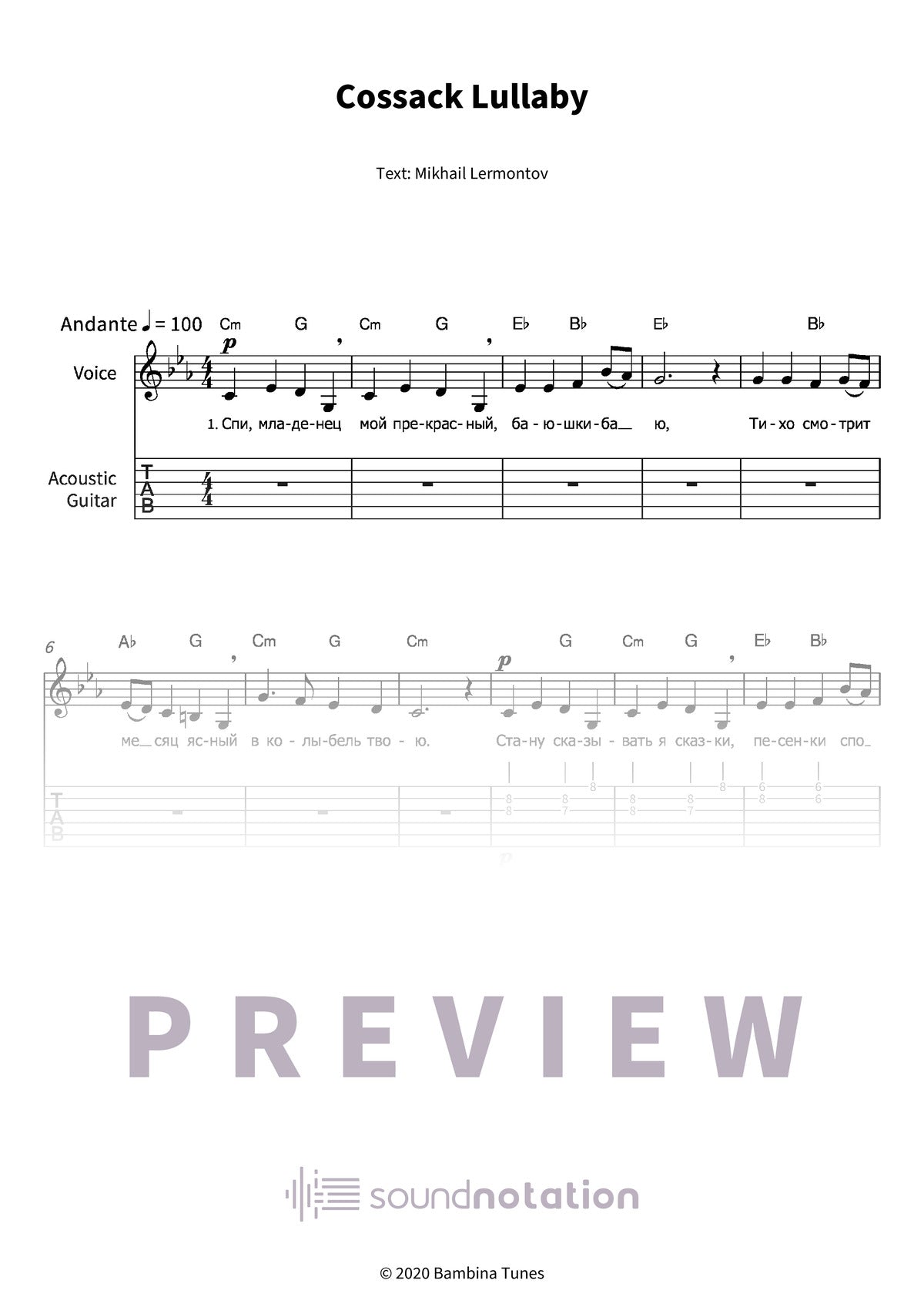 Cossack Lullaby - Preview Page 1