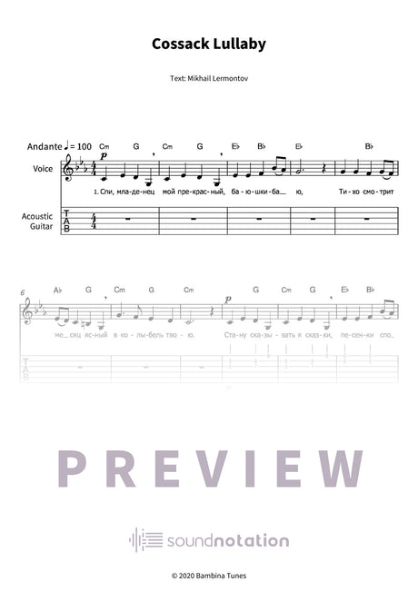 Cossack Lullaby - Preview Page 1