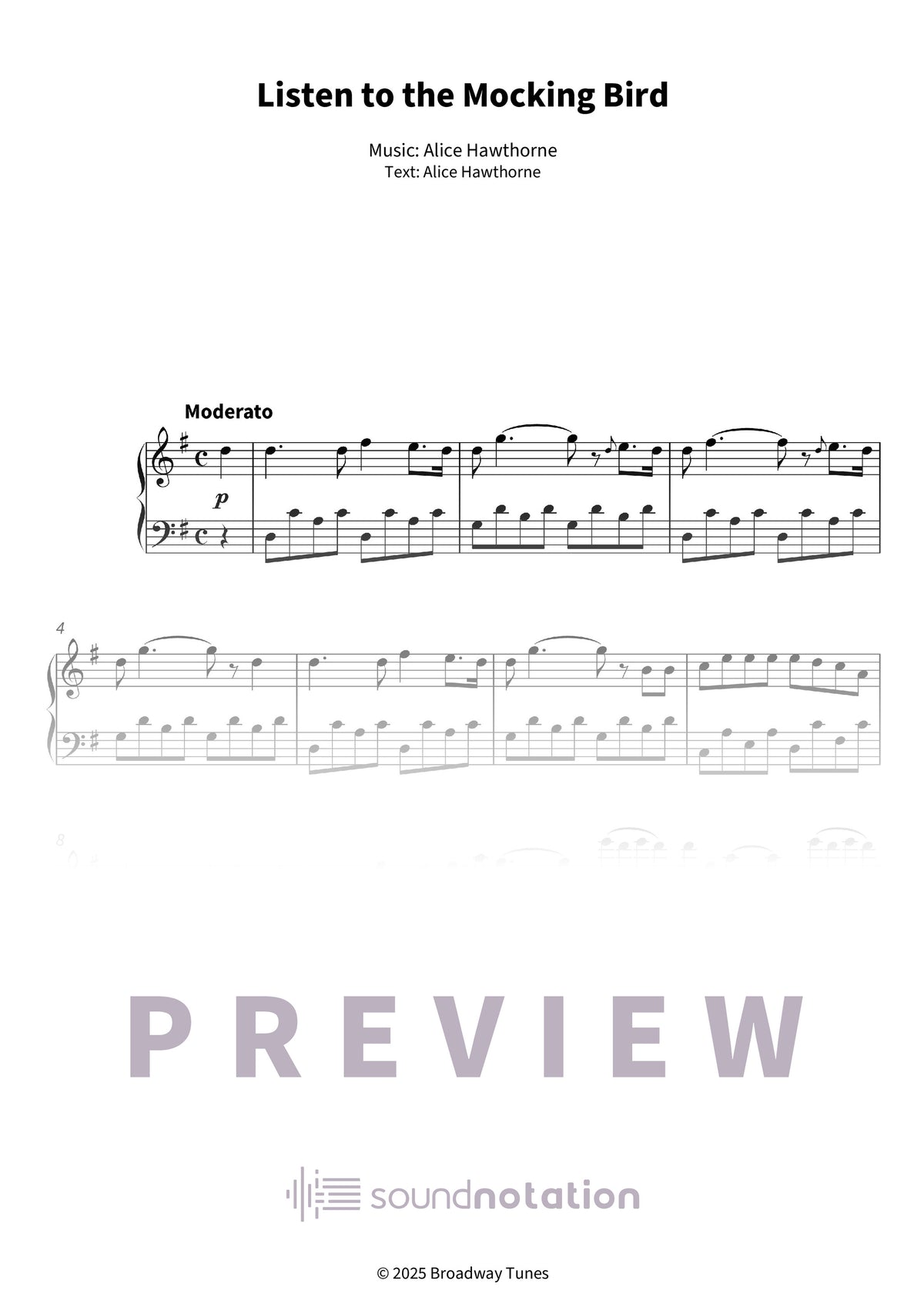 Listen to the Mocking Bird - Preview Page 1
