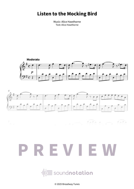 Listen to the Mocking Bird - Preview Page 1