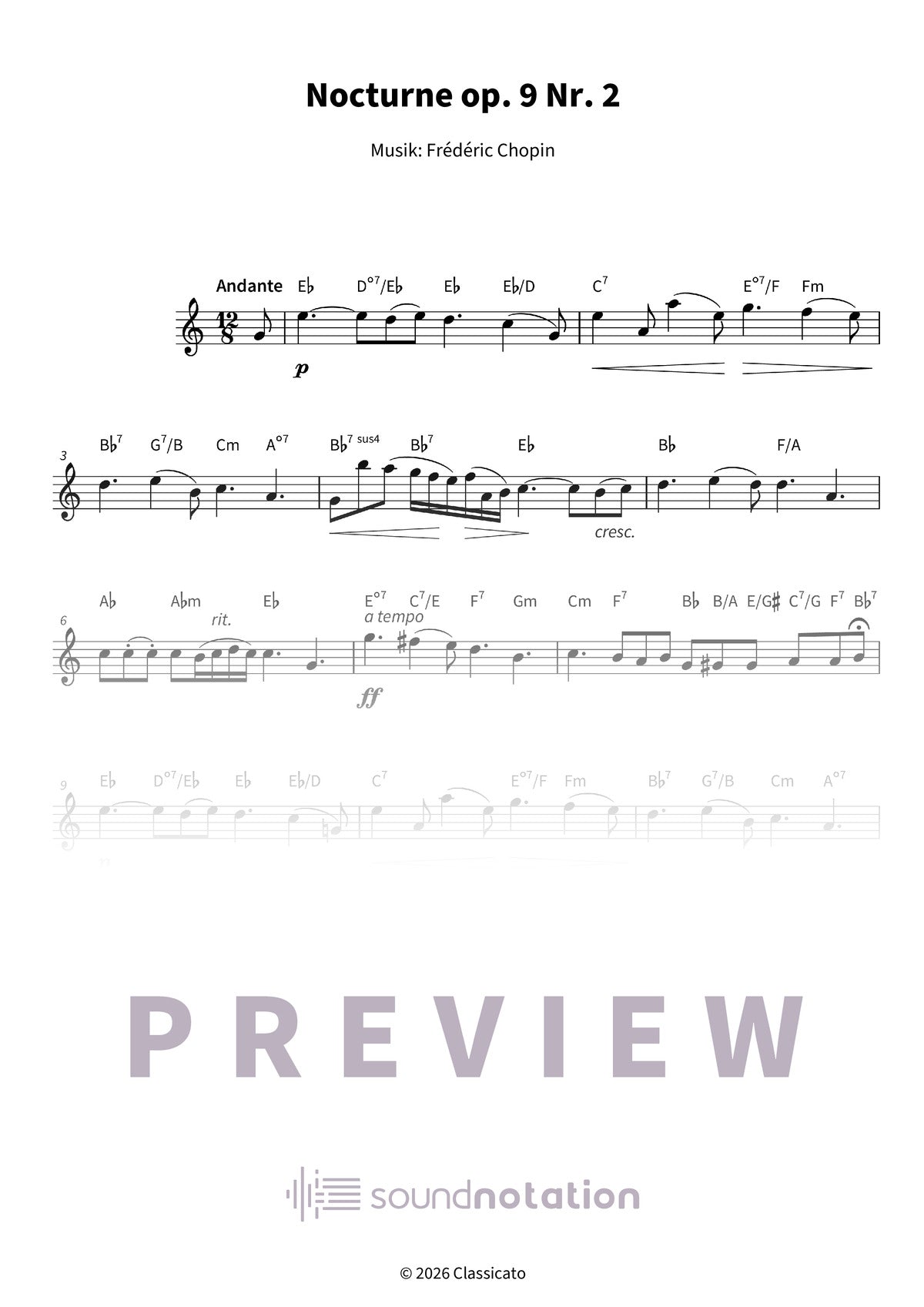 Nocturne op. 9 Nr. 2 - Preview Page 1