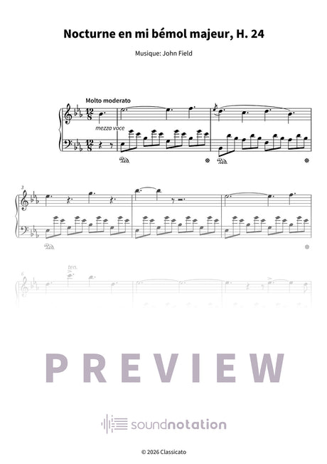 Nocturne en mi bémol majeur, H. 24 - Preview Page 1