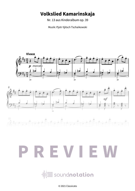 Volkslied Kamarinskaja - Preview Page 1