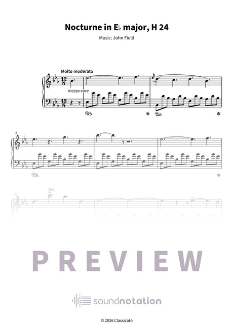 Nocturne in E-flat major, H. 24 - Preview Page 1