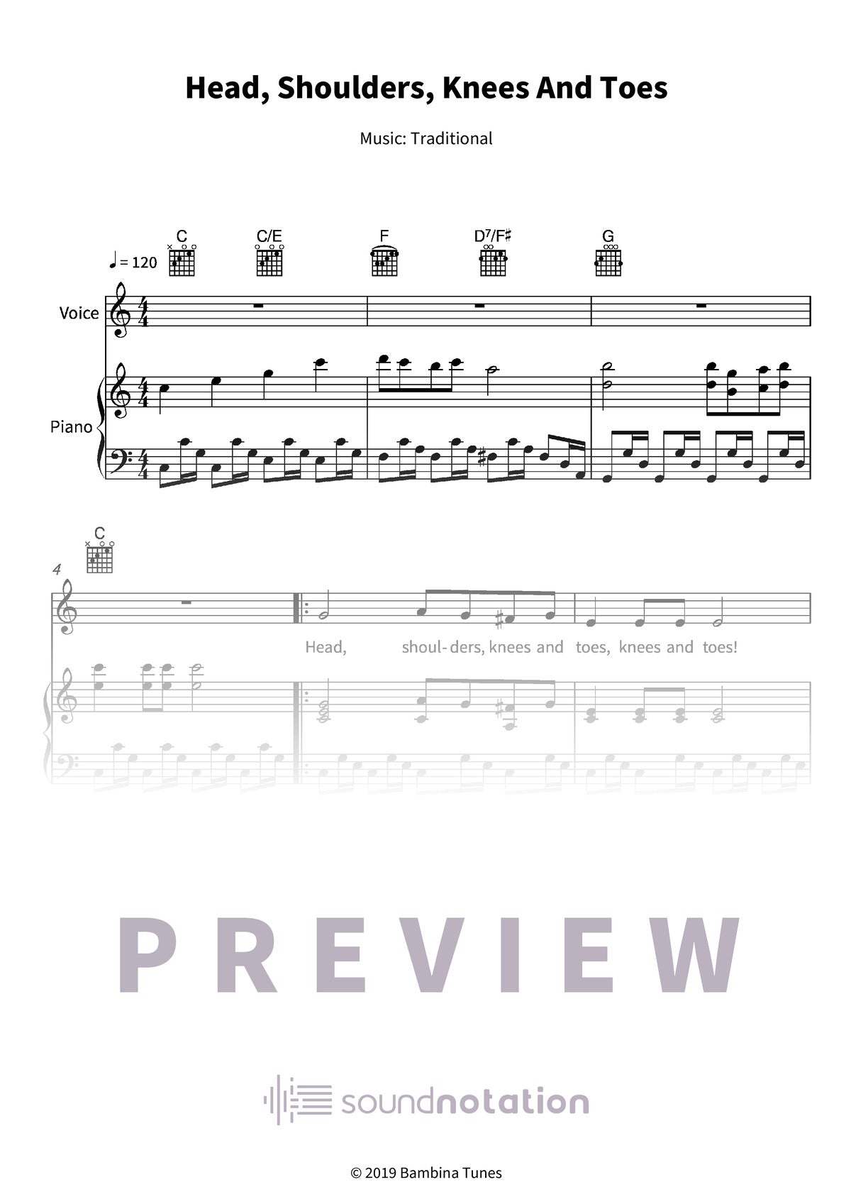 Head, Shoulders, Knees And Toes - Preview Page 1