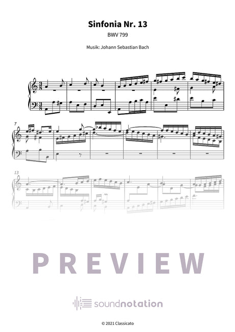 Sinfonia Nr. 13 - Preview Page 1