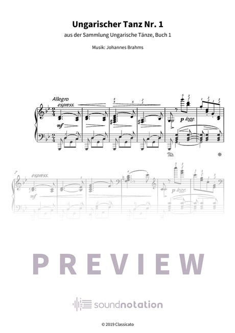 Ungarischer Tanz Nr. 1 - Preview Page 1