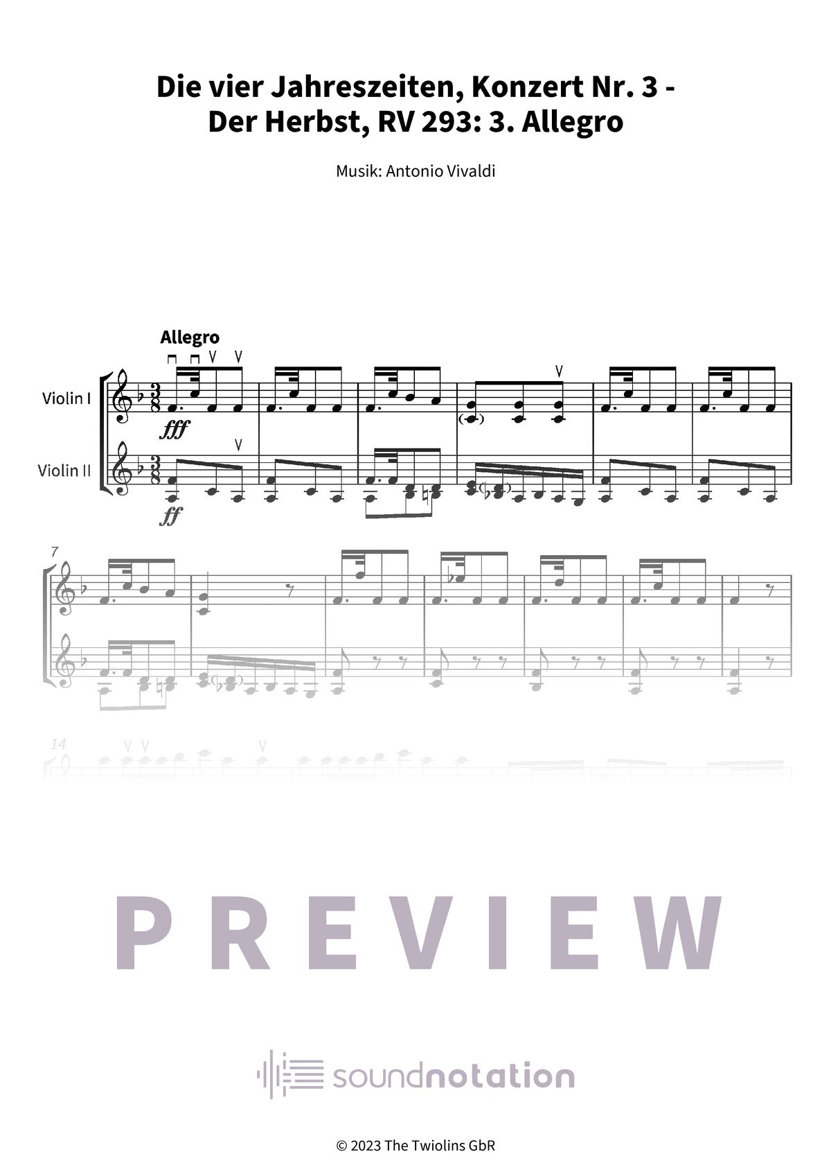 Die vier Jahreszeiten, Konzert Nr. 3 - Der Herbst - Preview Page 1