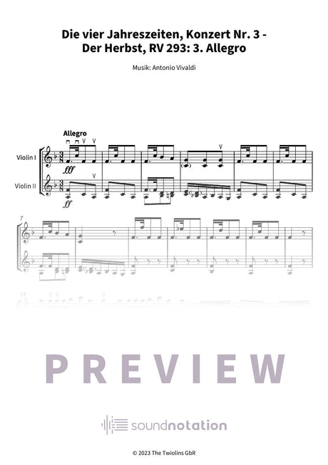 Die vier Jahreszeiten, Konzert Nr. 3 - Der Herbst - Preview Page 1