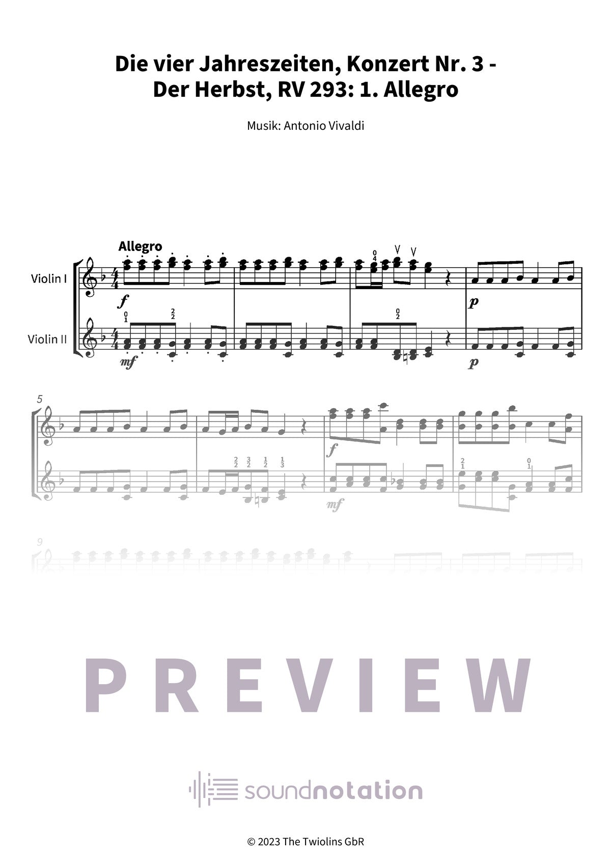 Die vier Jahreszeiten, Konzert Nr. 3 - Der Herbst - Preview Page 1