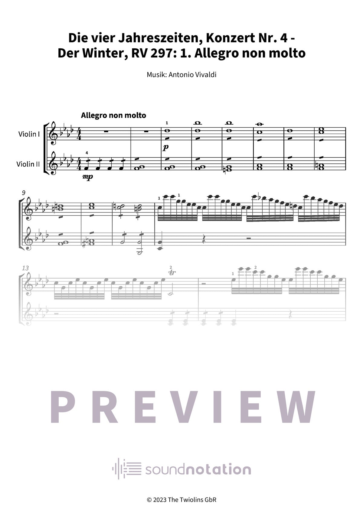 Die vier Jahreszeiten, Konzert Nr. 4 - Der Winter - Preview Page 1