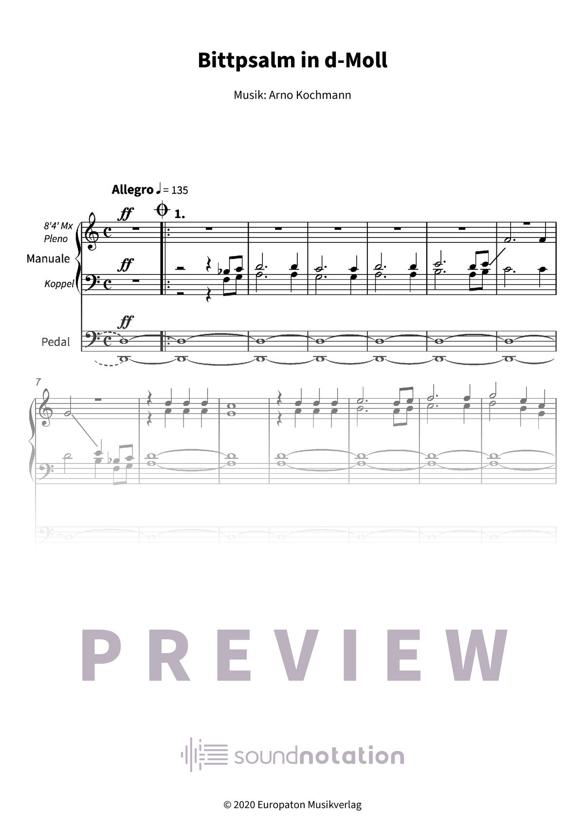 Bittpsalm in d-Moll - Preview Page 1