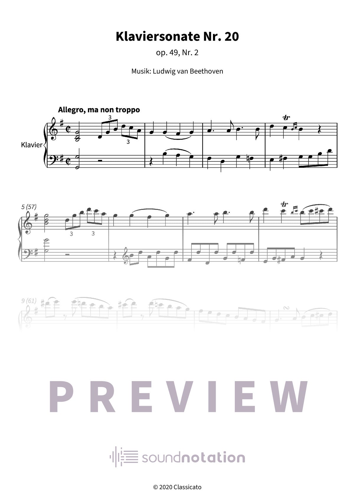 Klaviersonate Nr. 20 - Preview Page 1