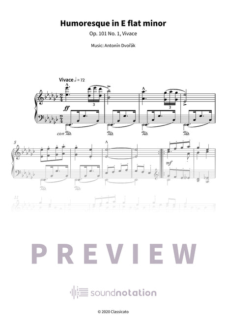 Humoresque in E flat minor - Preview Page 1
