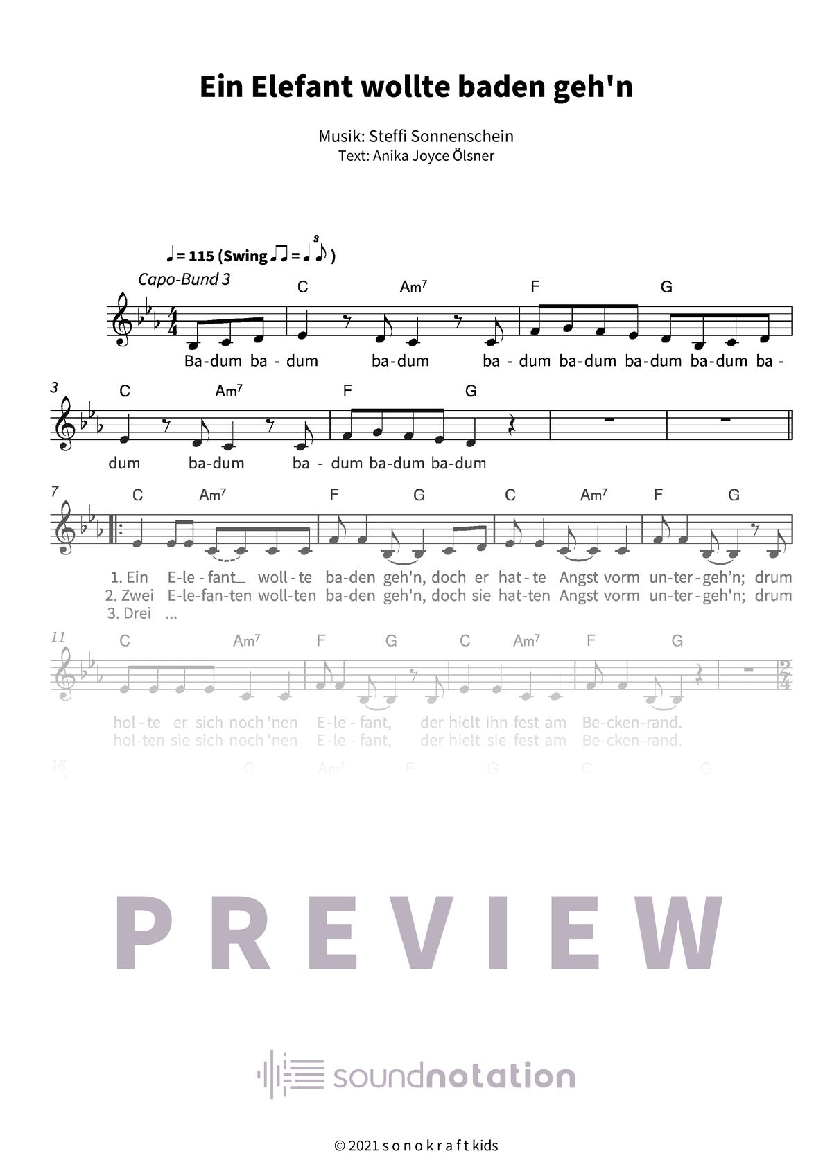 Ein Elefant wollte baden geh'n - Preview Page 1