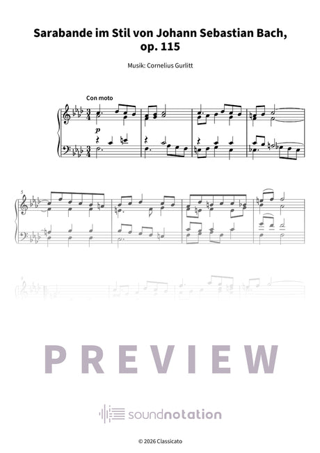 Sarabande im Bach-Stil über „Ach du lieber Augustin“ - Preview Page 1
