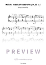 Mazurka im Chopin-Stil über „Ach du lieber Augustin“ - Preview Page 1