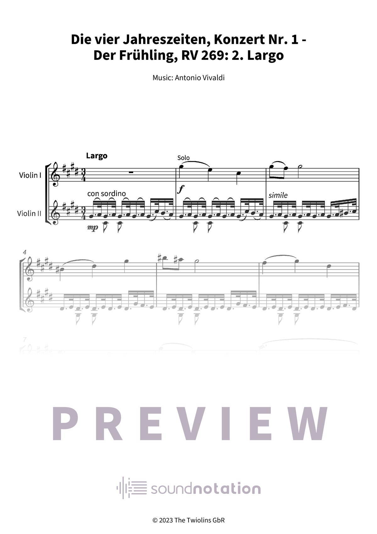 Die vier Jahreszeiten, Konzert Nr. 1 - Der Frühling - Preview Page 1