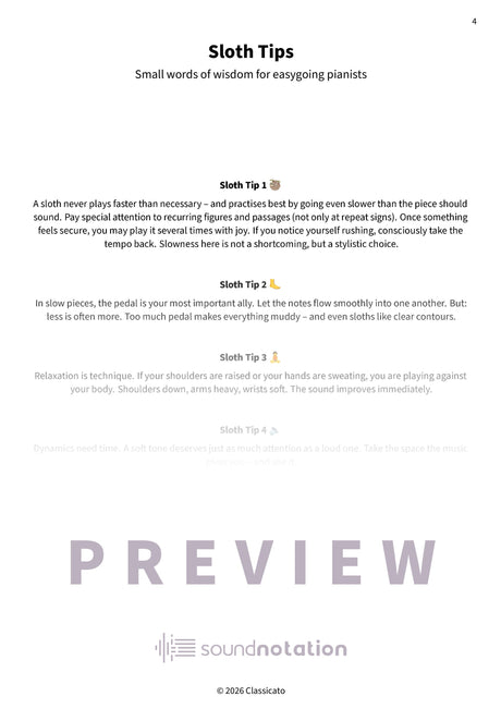 Slow Pieces for Sloth Pianists - Preview Page 1