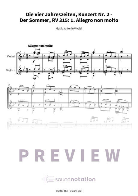 Die vier Jahreszeiten, Konzert Nr. 2 - Der Sommer - Preview Page 1