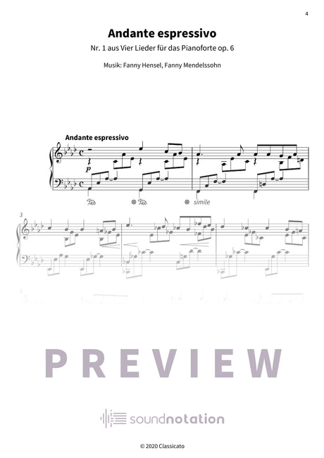 Vier Lieder für das Pianoforte op. 6 - Preview Page 1