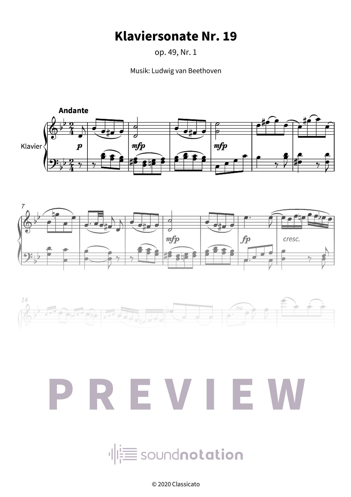 Klaviersonate Nr. 19 - Preview Page 1