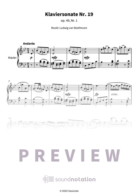 Klaviersonate Nr. 19 - Preview Page 1